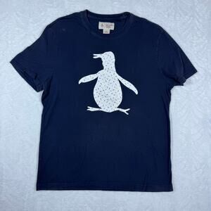Penguin Men's Large Blue Short Sleeve T-Shirt White Logo Pineapple Multicolor